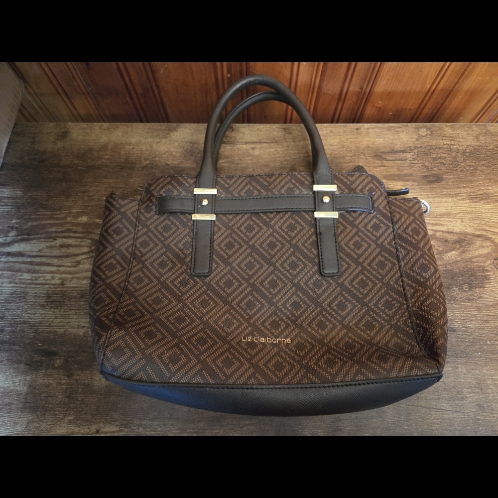 Liz Claiborne Dark Brown Patterned Tote